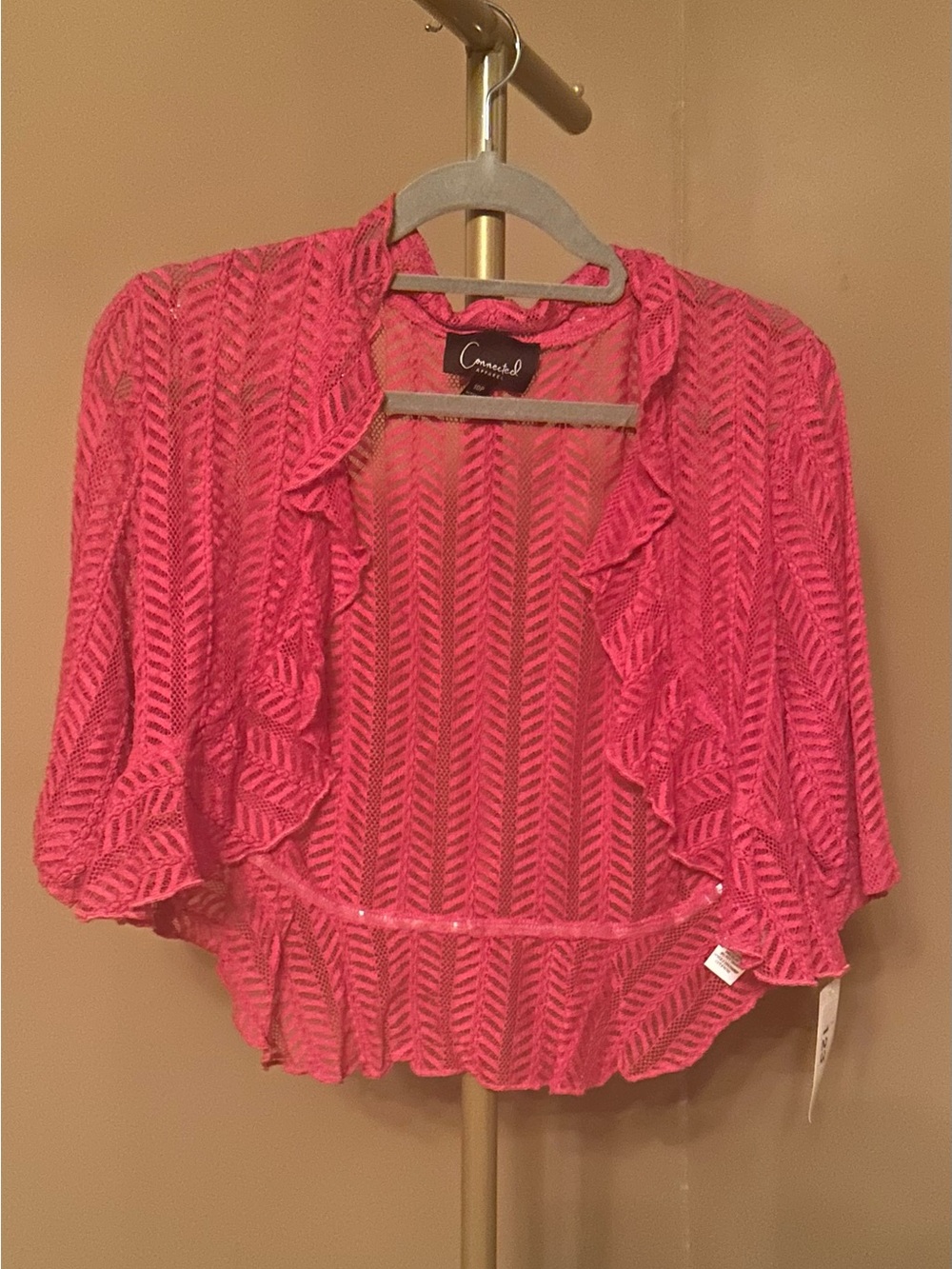 connected apparel Hot Pink Ruffle Open-Front Shrug NWT But Not The Price Tag